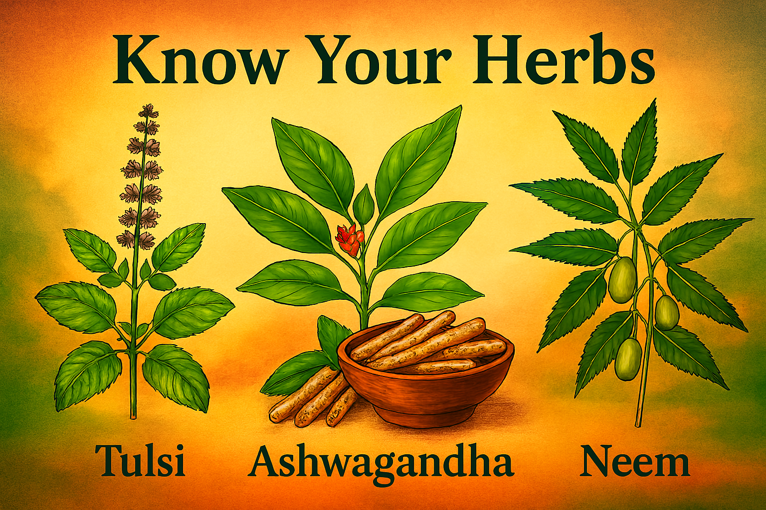 Know Your Herbs: Tulsi, Ashwagandha &amp; Neem