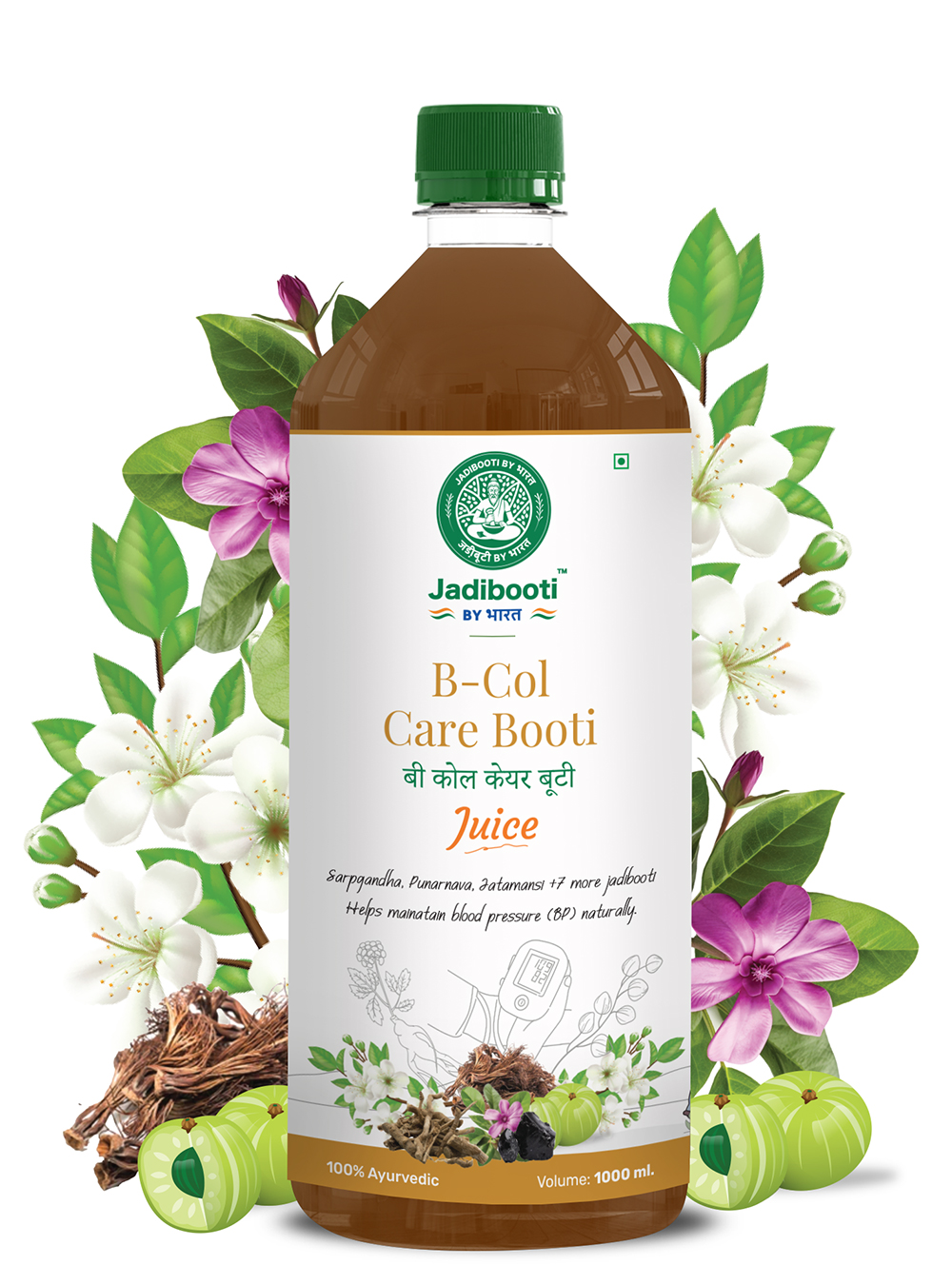 Jadibooti B-Col Care Booti Juice – 1000ml Ayurvedic tonic with Sarpagandha, Punarnava, and Jatamansi for natural blood pressure support