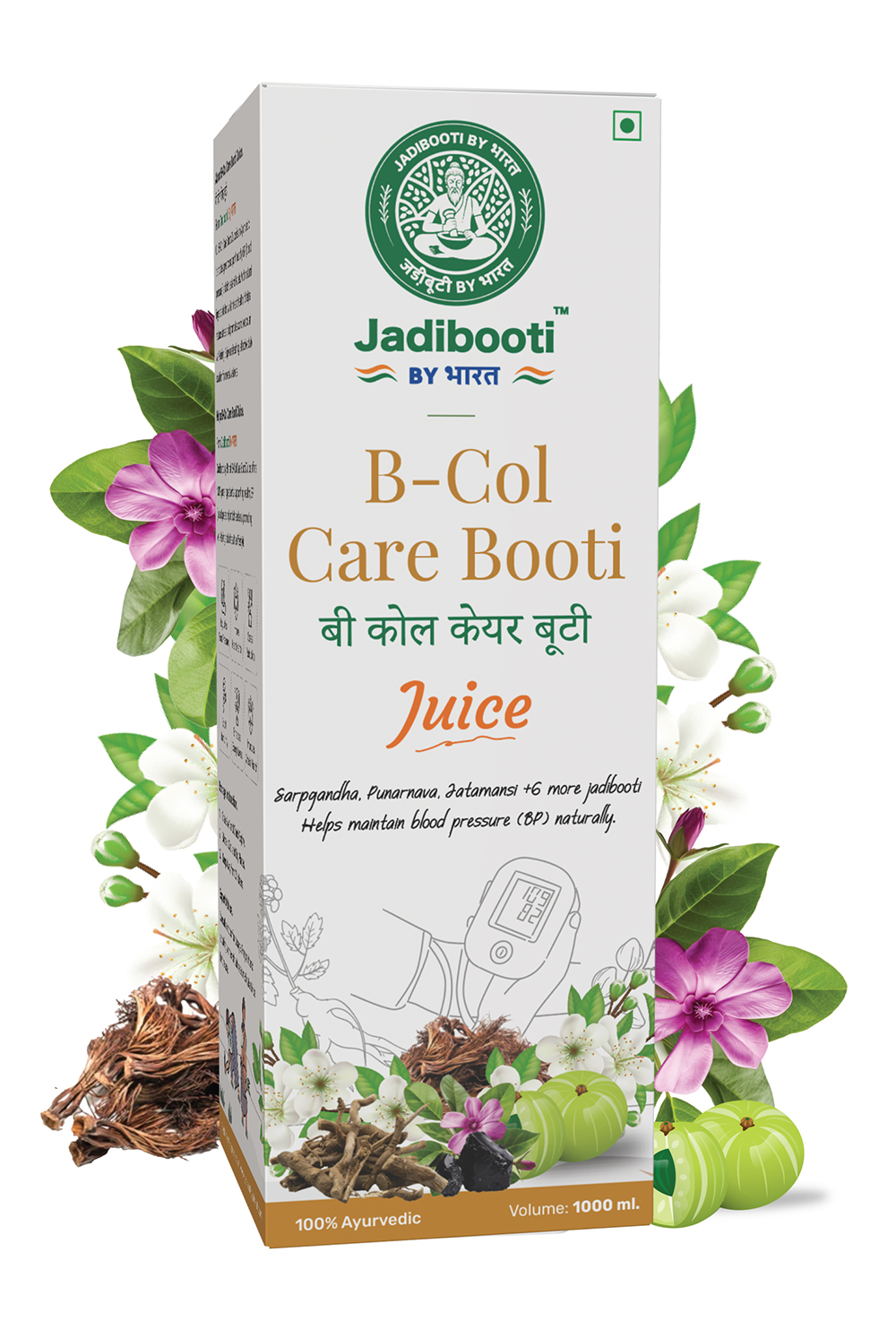 Jadibooti B-Col Care Booti Juice – 1000ml Ayurvedic tonic with Sarpagandha, Punarnava, and Jatamansi for natural blood pressure support