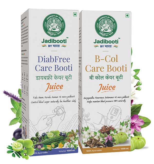 Jadibooti Ayurvedic Juice Combo – DiabFree Care and B-Col Care Booti Juice with Karela, Neem, Jamun, Sarpagandha, and Arjuna for natural blood sugar and blood pressure support
