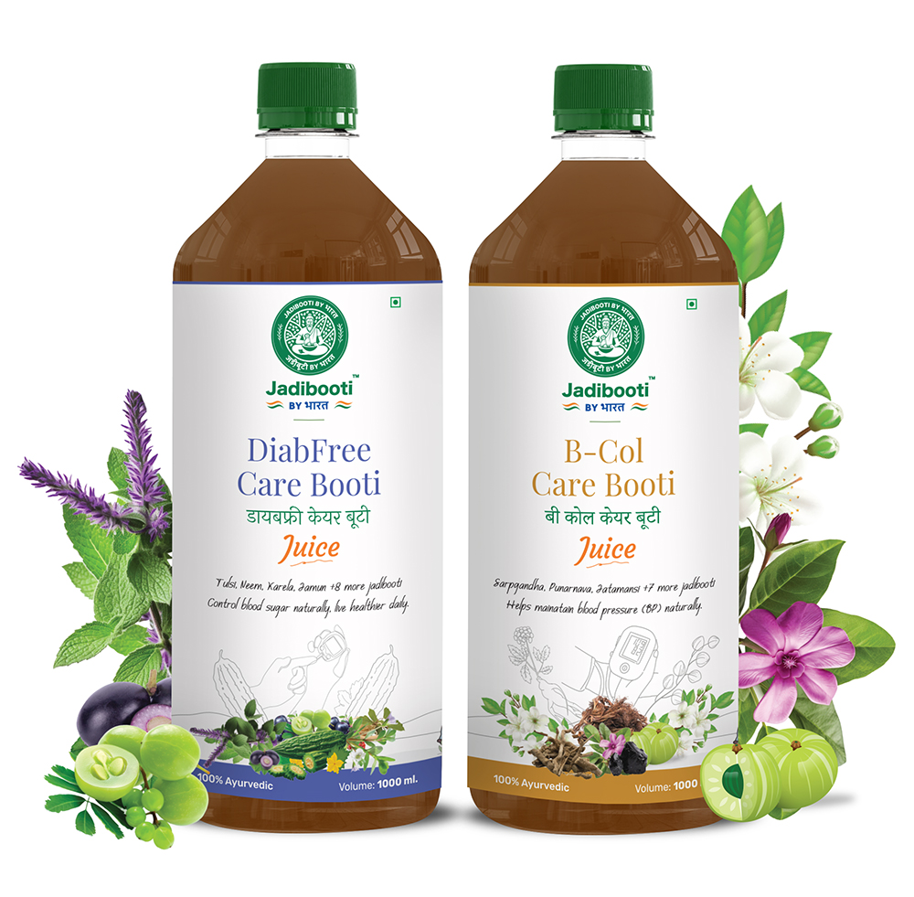 Jadibooti Ayurvedic Juice Combo – DiabFree Care and B-Col Care Booti Juice with Karela, Neem, Jamun, Sarpagandha, and Arjuna for natural blood sugar and blood pressure support