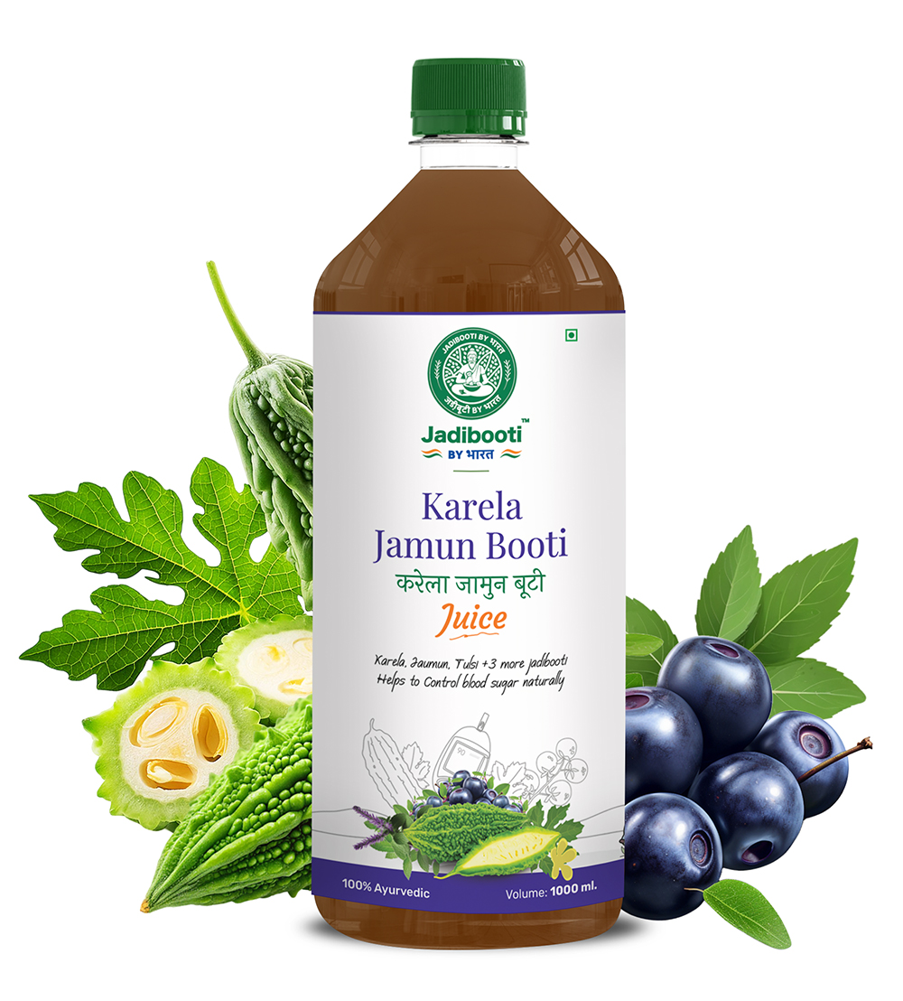 Jadibooti by Bharat Karela Jamun Booti Juice – 1000ml Ayurvedic blend with bitter gourd and jamun to help control blood sugar naturally