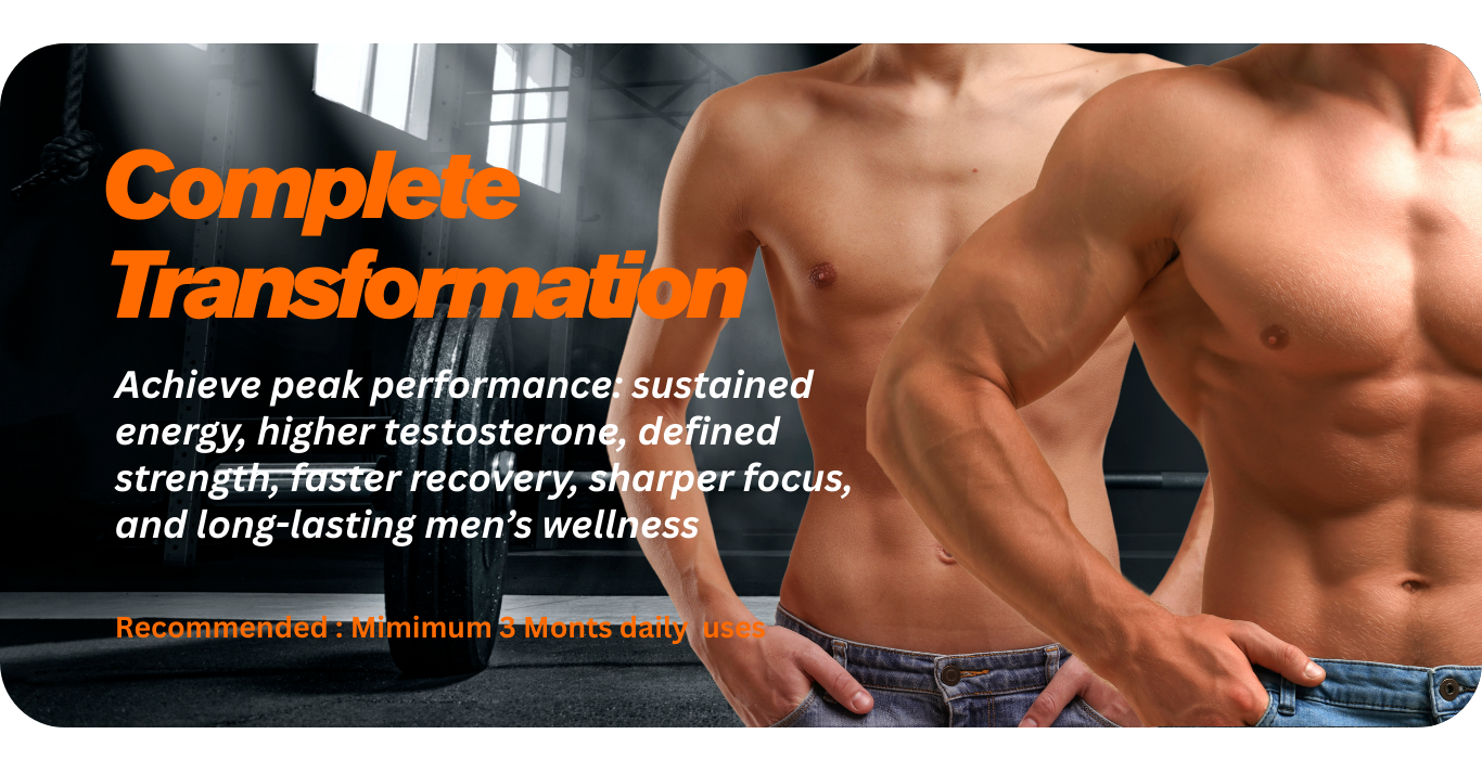 Achieve full benefits: sustained energy, peak testosterone, youthful vigor, stronger immunity, sharper cognition, and long-lasting men’s vitality.